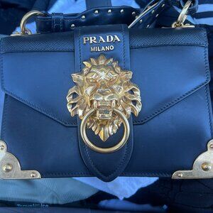 Limited Edition Prada Lionhead Caheir Purse in Black with Gold hardware